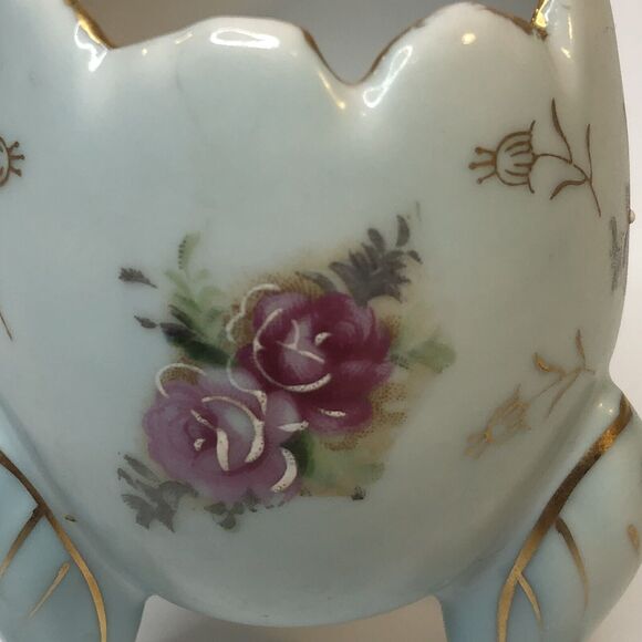 Vintage INARCO Footed Egg Vase Japan Hand Painted Floral Porcelain E-116/M - Picture 11 of 12